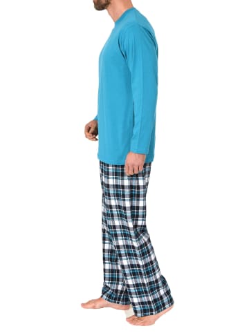 NORMANN Schlafanzug lang FlanellHose - 74963 in türkis