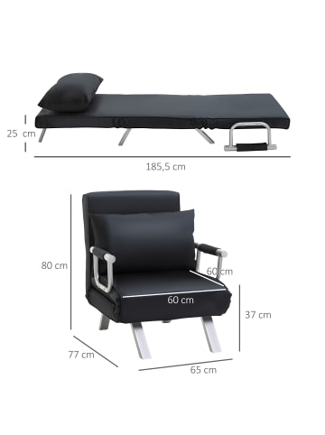 HOMCOM Schlafsofa-65B x 69T x 80H cm-Schwarz