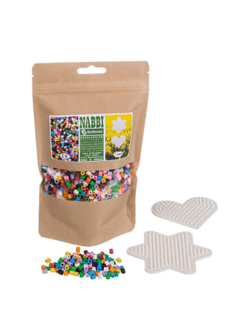 Nabbi BioBeads Ø 5mm, 2.500 Stk. inkl. 2 Stiftplatten, 10 Farben Mix - ab 5 Jahren