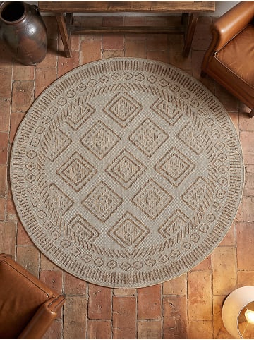 KADIMA DESIGN Outdoor-Teppich VIGOLENO Rauten Flachgewebe gekettelt in Beige-Braun