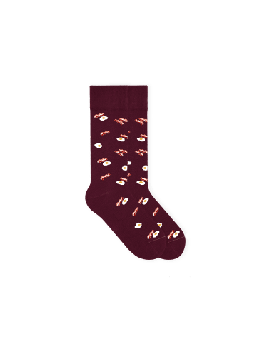 von Jungfeld Gemusterte Socken mit Breakfast Icon in Rot