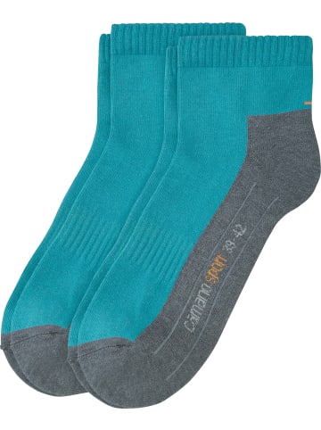 camano Unisex-Sport-Kurzsocken 2 Paar in türkis