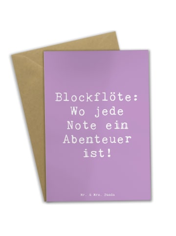 Mr. & Mrs. Panda Grußkarte Spruch Abenteuer Blockflöte mit Spruch in Lavendeltraum