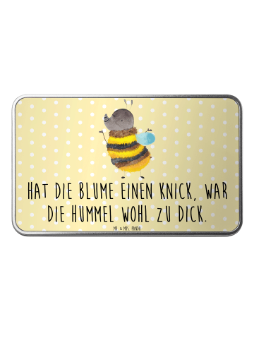 Mr. & Mrs. Panda Metalldose rechteckig Hummel flauschig mit Spruch in Gelb Pastell