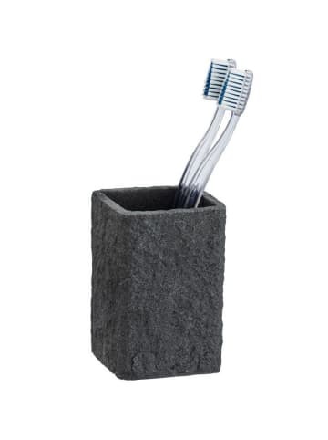 Wenko Zahnputzbecher VILLATA in Schwarz, (B) 7,5 x (H) 11 x (L) 7,5 cm
