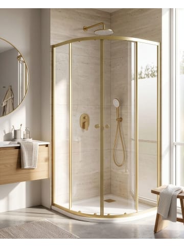Beliani Duschkabine ONELLI in Gold - (W) 90 x (H) 190 x (L) 90 cm