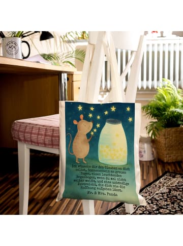 Mr. & Mrs. Panda Shopper Maus Sterne Design mit Spruch in Weiß