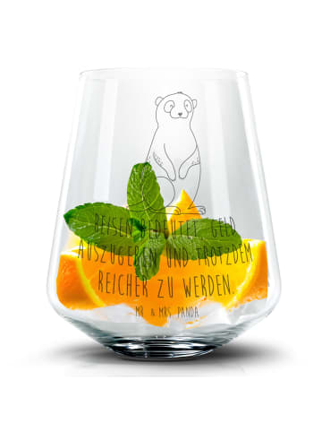 Mr. & Mrs. Panda Cocktail Glas Erdmännchen mit Spruch in Transparent