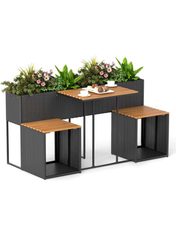 COSTWAY Gartenmöbel Set mit Hochbeet in Schwarz