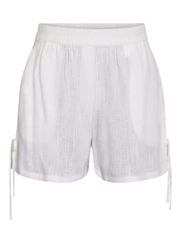 Noisy may Leinen Freizeitshorts mit elastischem Bund in Weiß-2