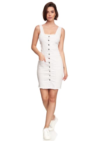 Arizona-Shopping Denim Jeans Latz Kleid Cocktail Mini Rock in Weiß