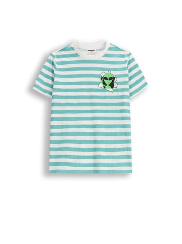 MOKIDA Gestreiftes Baumwoll-T-Shirt in grün