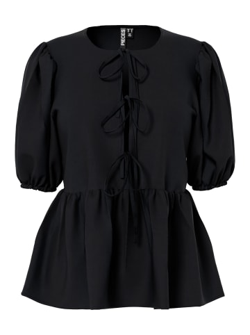 Pieces Oberteil mit Puffärmeln in Black