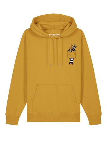 wat? Apparel Sweatshirt Pocket Pandas in Ochre