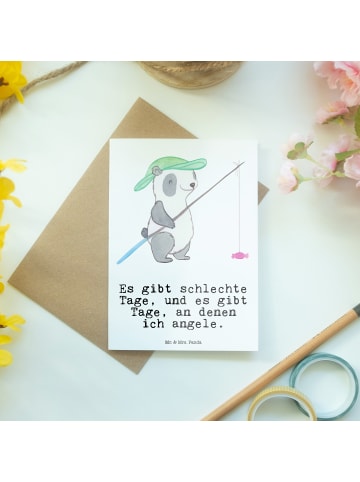 Mr. & Mrs. Panda Grußkarte Panda Angeln mit Spruch in Weiß