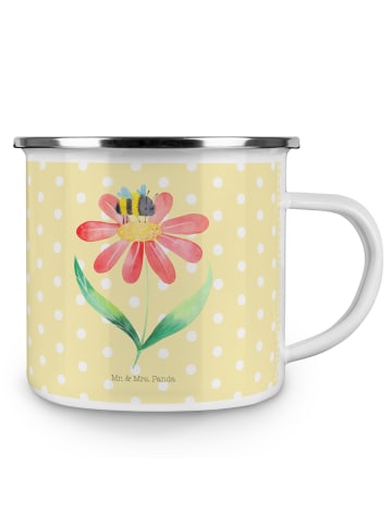 Mr. & Mrs. Panda Camping Emaille Tasse Hummel Blume ohne Spruch in Gelb Pastell