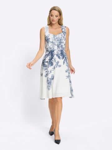 Heine Webkleid in ecru-dunkelblau-bedruckt