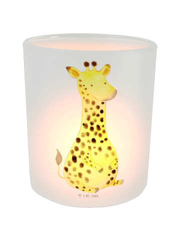 Mr. & Mrs. Panda Teelichthalter Glas Giraffe Zufrieden ohne Spruch in Transparent