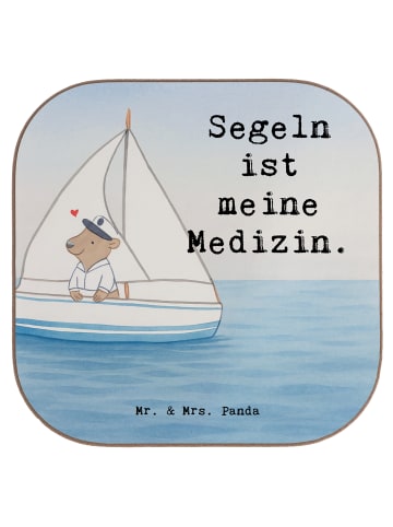 Mr. & Mrs. Panda Kaffeeuntersetzer Bär Segeln Design mit Spruch in Weiß