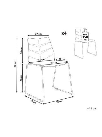 Beliani 4er-Set Esszimmerstuhl HARTLEY in Beige/Silber