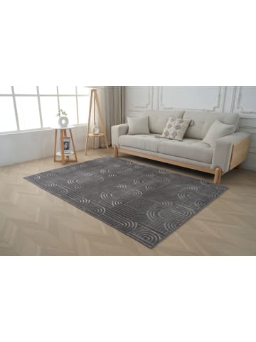 Vivorum Wohnzimmer Teppich – Kurzflorteppich Calma 125 in Anthrazit