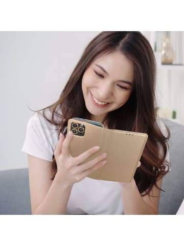 COFI 1453 Smart Case Handyhülle Buchtasche mit Magnetverschluss kompatibel mit i in Gold