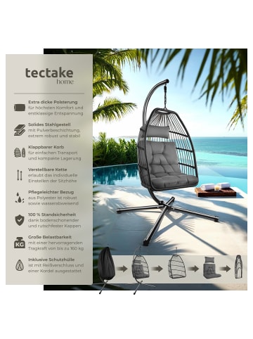 tectake Hängesessel Ariane - faltbar mit Polyrattan und Gestell