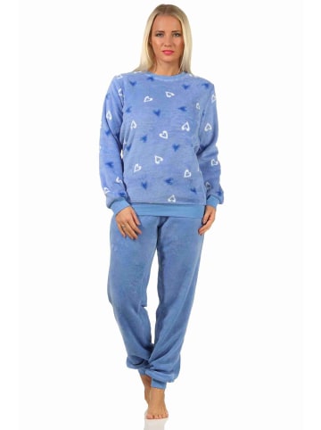 NORMANN Schlafanzug Bündchen Coralfleece - 58370 in hellblau