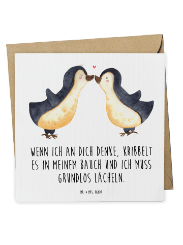 Mr. & Mrs. Panda Deluxe Karte Pinguine Kuss mit Spruch in Weiß