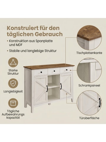 VASAGLE Küchenschrank Liry in Weiß - (B)114.6 x (H)80 x (T)40 cm