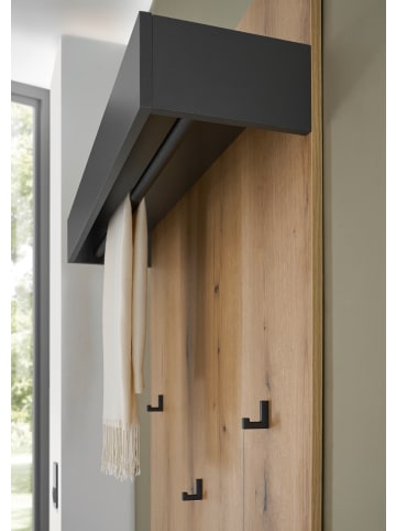 Furn.Design Garderobenpaneel Evoke Eiche, grau 100 x 135 cm, Wandgarderobe mit Kleiderstange