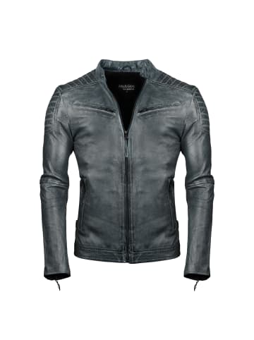 PAULGOS Lederjacke Übergangsjacke Biker Look Echtleder D2 in Grau