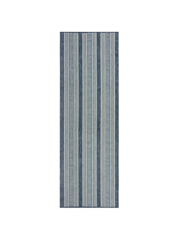 KADIMA DESIGN Outdoor Teppich Streifen, Geometrisch, Terrasse schmutzabweisend in Blau-Grün