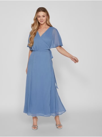 Vila Elegantes Wickelkleid mit Gürtel Maxi Long Dress VIRILLA in Blau-3