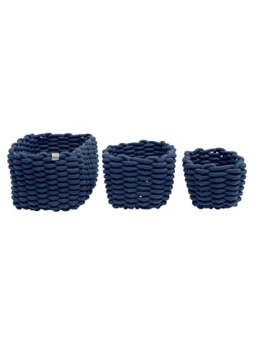 Tom Tailor Geflochtene Aufbewahrungskörbe, 3er Set in Marineblau, 30 x 19 x 25 cm