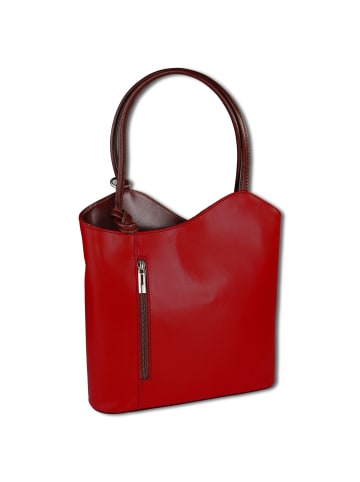 Toscanto Toscanto Schultertasche, Rucksack Leder rot, schwarz ca. 28cm