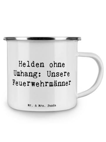 Mr. & Mrs. Panda Emaille Tasse Spruch Feuerwehrmann Helden mit S... in Weiß