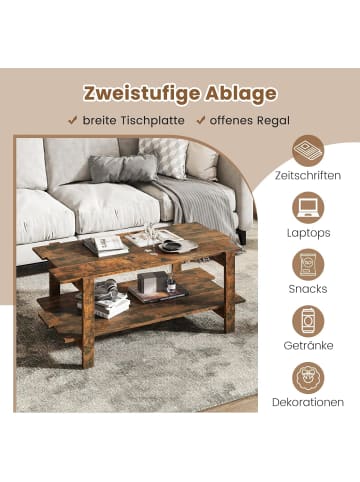 COSTWAY Couchtisch 2-stufiger in Braun