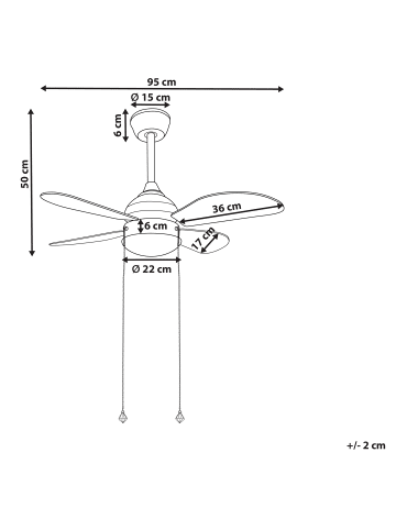 Beliani Deckenventilator mit Licht DOLORES in Schwarz/Gelb/Grau