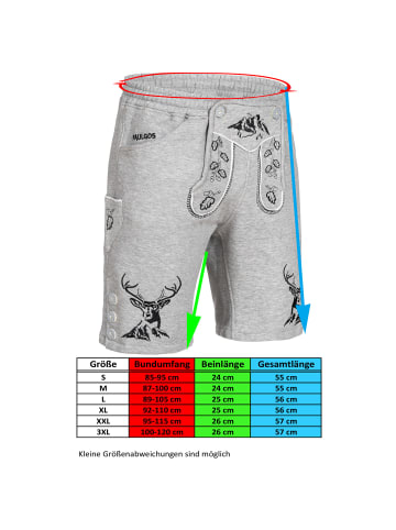 PAULGOS Jogginghose Design Trachten Lederhose Bermuda Shorts Kurz JOK4 in Hellgrau