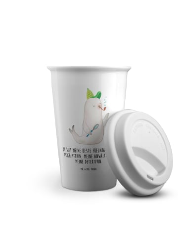 Mr. & Mrs. Panda Kaffeebecher Robbe Sherlock mit Spruch in Weiß