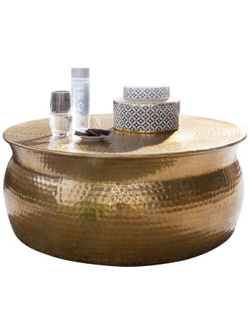 KADIMA DESIGN Orient Couchtisch handgefertigt, Hammerschlag-Aluminium, großzügig in Gold