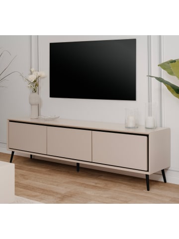 Furn.Design TV-Lowboard sand, schwarz 175 cm, Fernsehtisch mit Stauraum