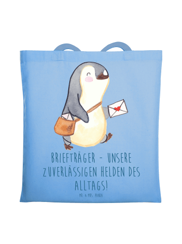 Mr. & Mrs. Panda Tragetasche Briefträger Helden mit Spruch in Sky Blue