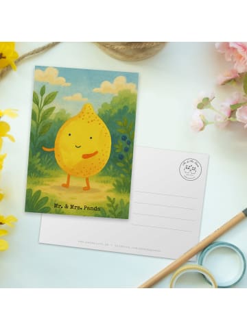 Mr. & Mrs. Panda Postkarte Beste Freunde Zitrone Design ohne Spruch in Weiß