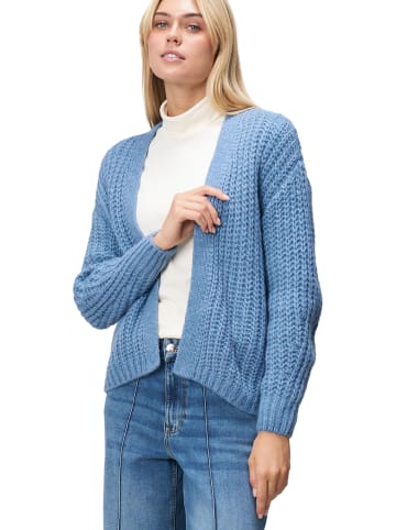 Zero  Grobstrickjacke offener Style in Middle Blue Melange