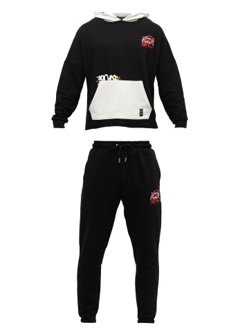 Tom Barron Trainingsanzug Tom Barron Mens Oversize Print Design Sweatshirt And Pant Sets in BLACK