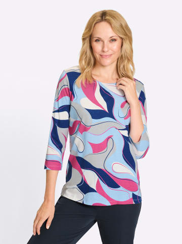 Sieh an! 3/4-Arm-Shirt in hellgrau-fuchsia-bedruckt