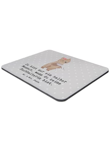Mr. & Mrs. Panda Mauspad Buchhalterin Herz mit Spruch in Grau Pastell