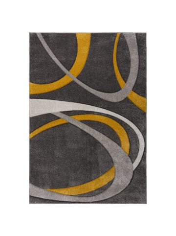 KADIMA DESIGN Abstrakter, moderner Designerteppich in Grau-Ocker